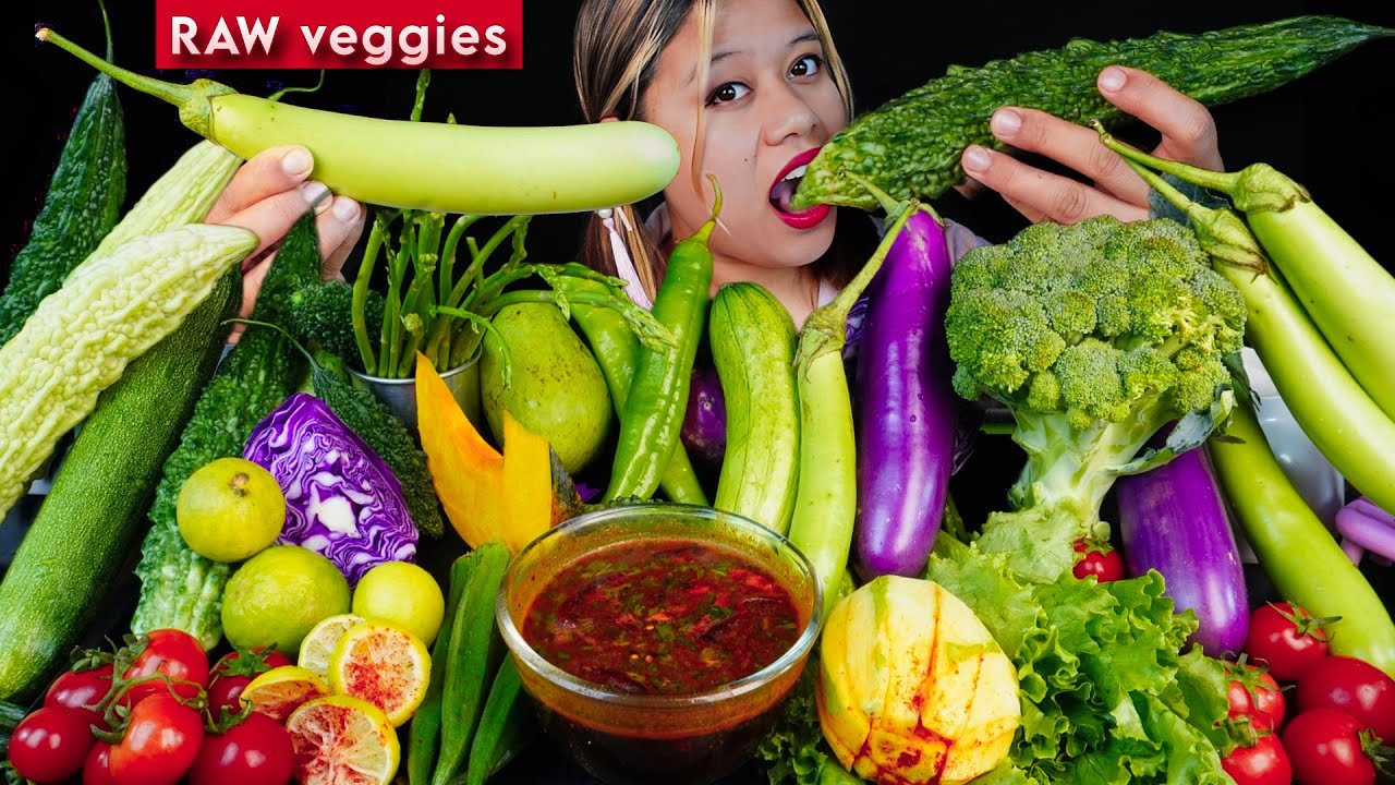 Raw Vegetables Mukbang || Eating Raw veggies|| eating Raw Brinjal, bitter gourd,pumpkin,okra,lemon