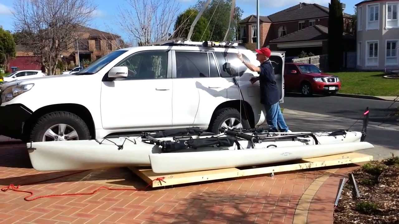 Kayak Hobie Tandem Island Hoist - Garage Storage to loading on Car Top in 8 mins