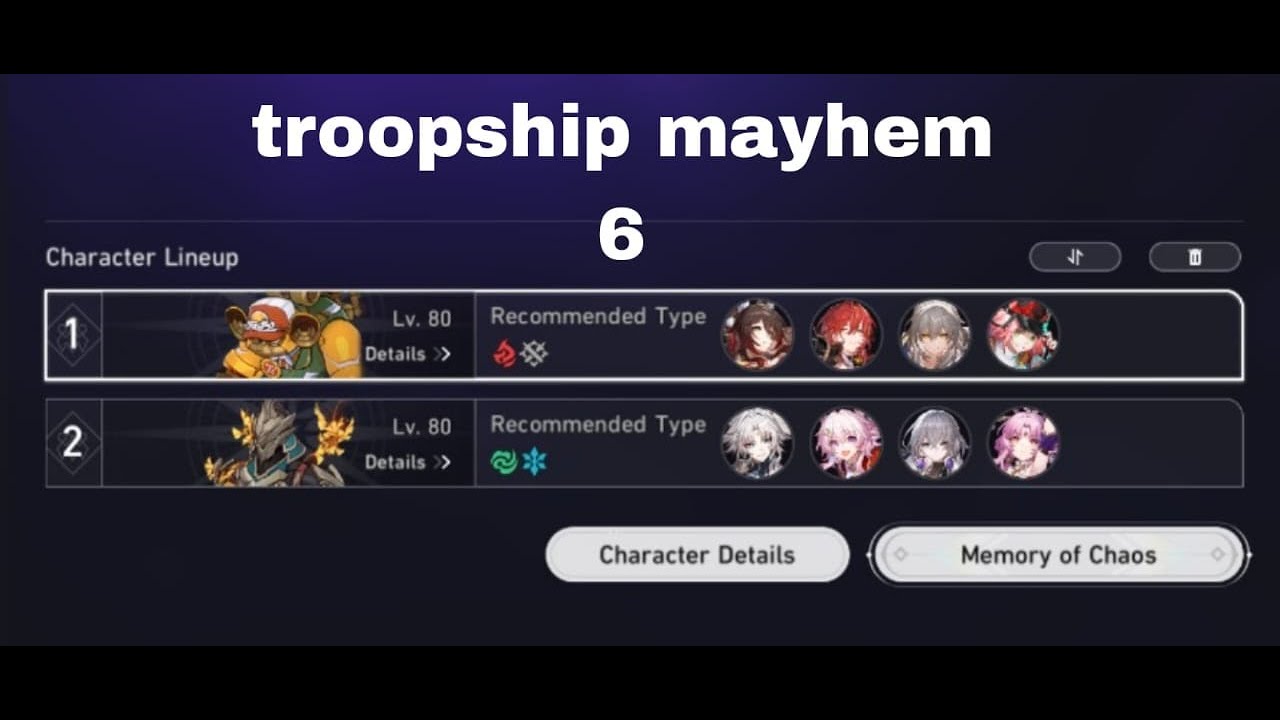 memory of chaos 6 || v2.7 || troopship mayhem || honkai star rail