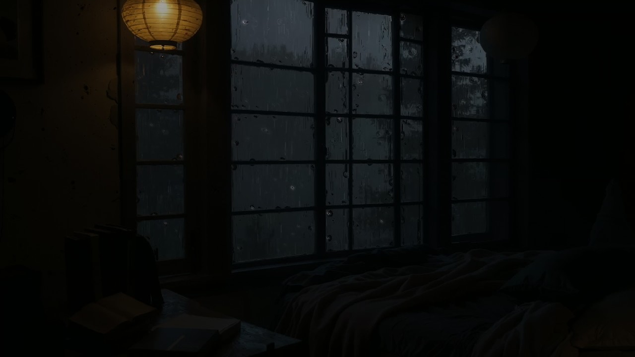 Shelter from a stormy day in the bedroom - Pouring rain outside gives you a good night's sleep