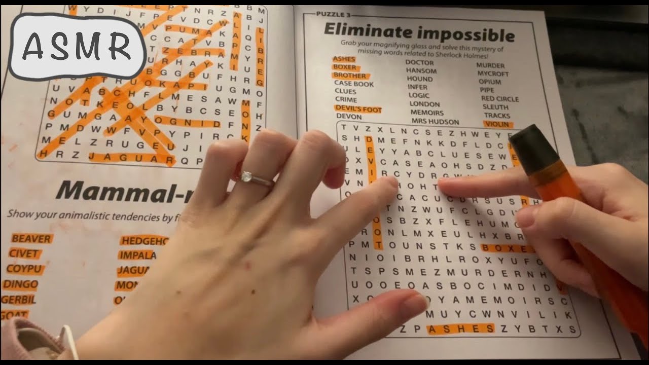 ASMR with Wordsearch Puzzles - Tracing + Whispering