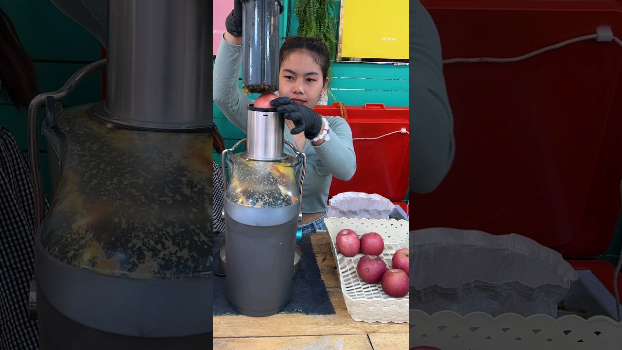 100% Fruit Juice Served By Cute Thai lady - Fruit Cutting Skills #shorts