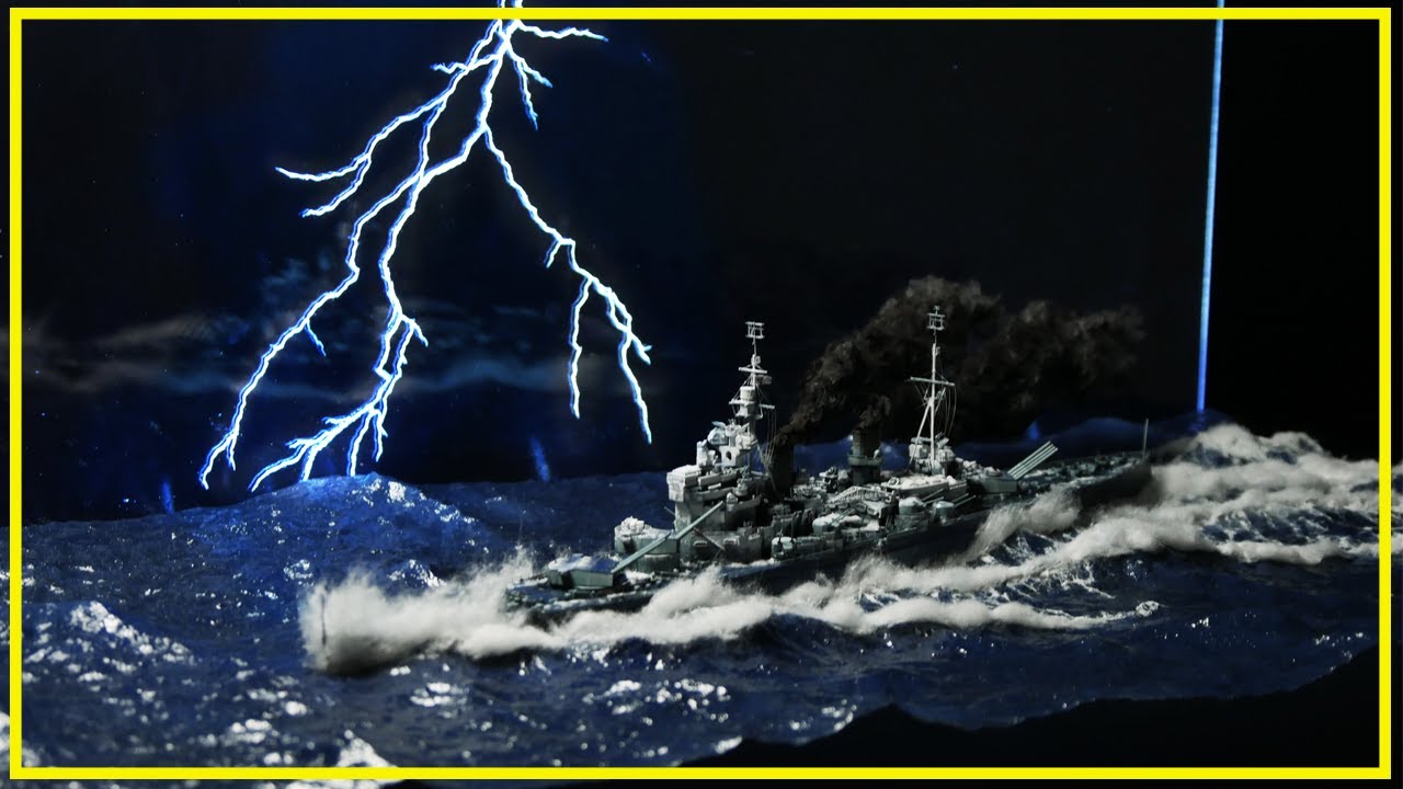 Diorama Making - Battleship Sailing on Stormy Sea. HMS Duke of York at the North Cape.