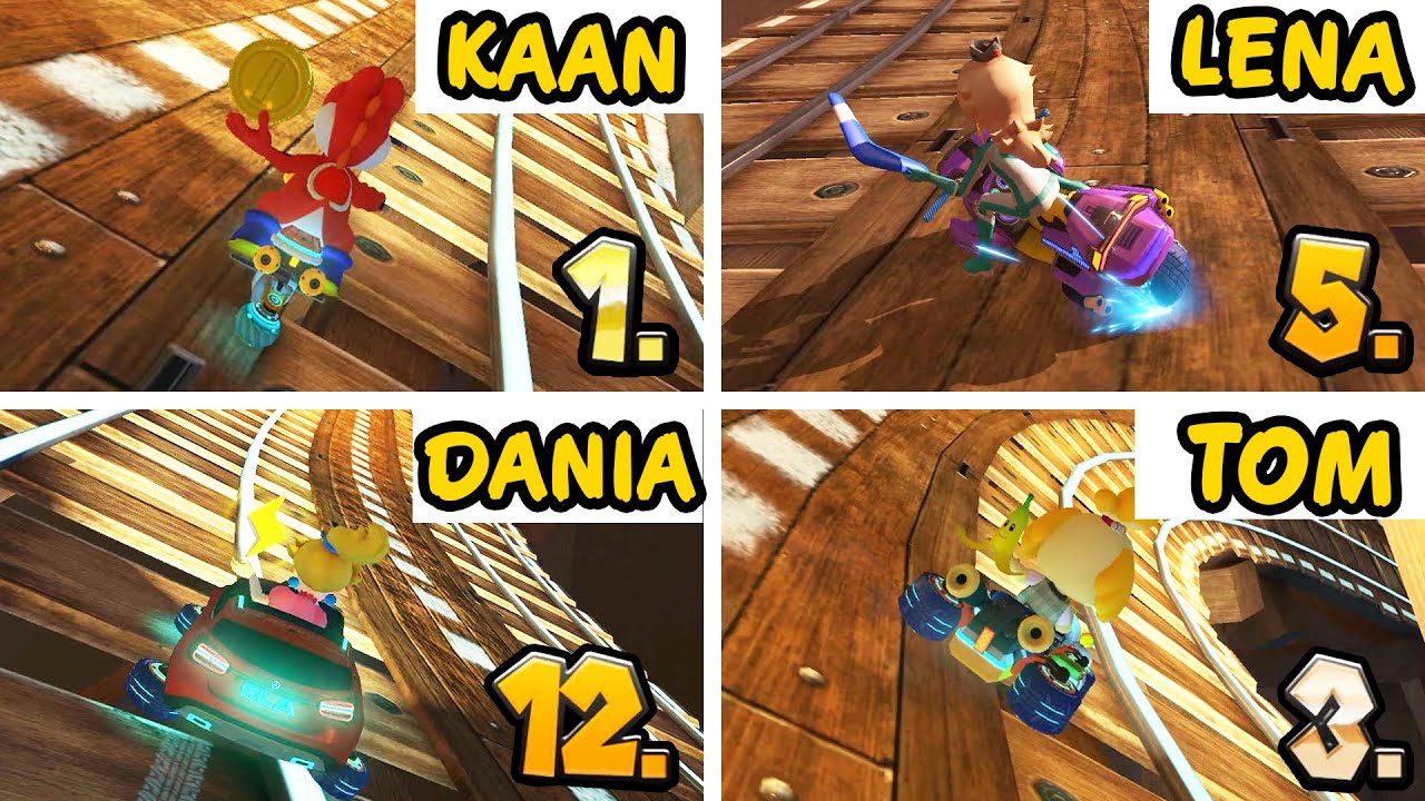 XXL Mario Kart Turnier mit 12 Rennen! Kaan VS. Dania VS. Lena VS. Tom