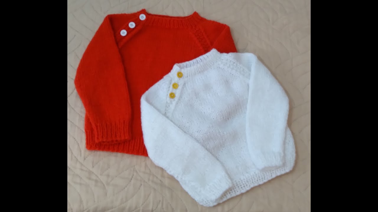 Blusa Raglã Infantil em Tricô para 2 anos e 6 meses a 1 ano.