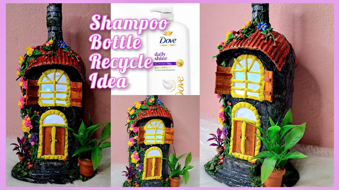 Shampoo Bottle Recycle Idea || DIY Fairy House Making 🏰