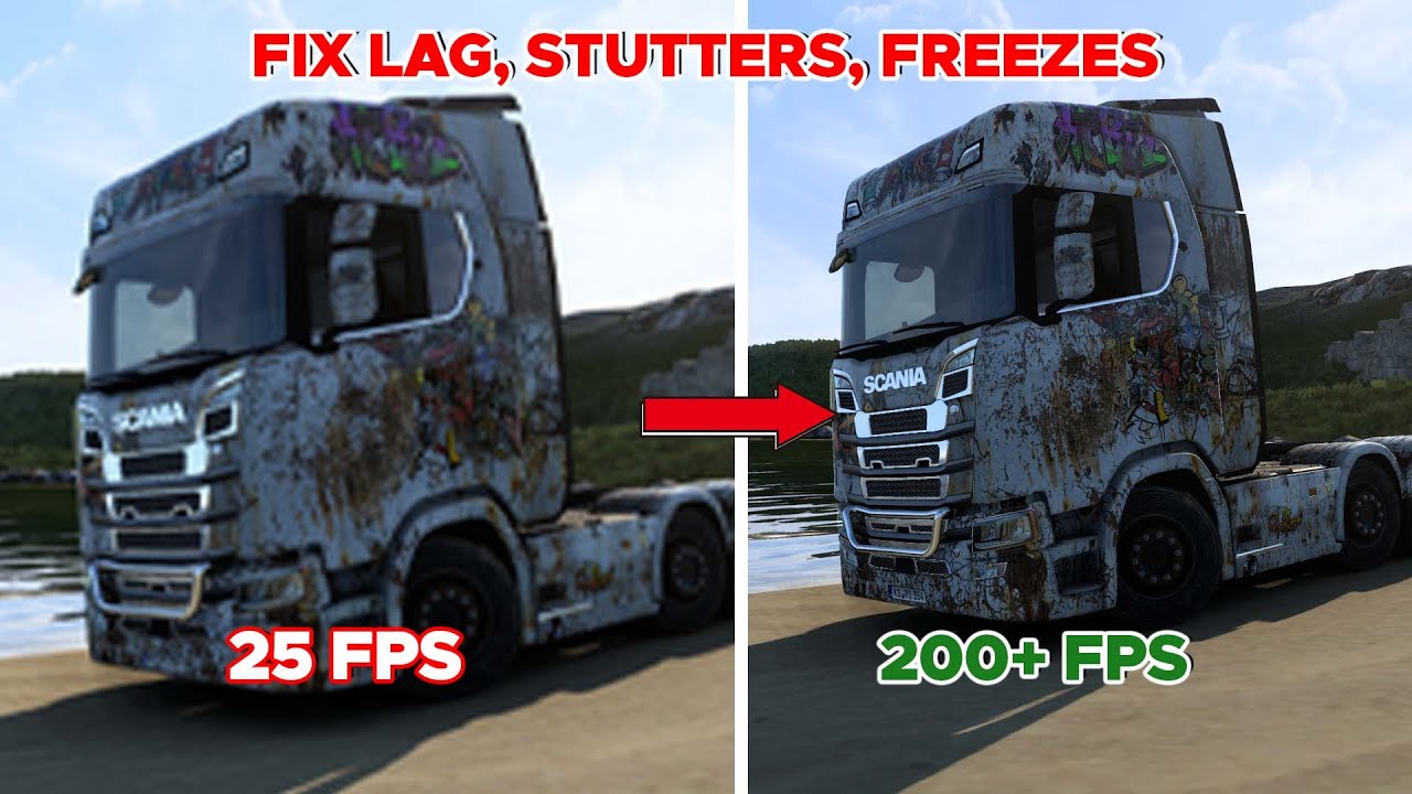 How to fix Lag, Stutter, constant Freezes and Boost your FPS on low end PC  | ETS2 & ATS