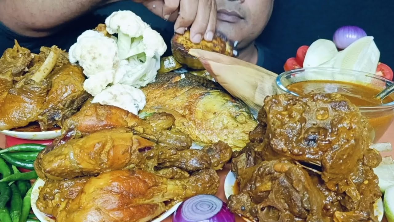 Spicy Mutton Nack |Chicken Leg Piece |Spicy Duck Curry |Spicy Grevy |Salad With Rice ||Eating Show 😋