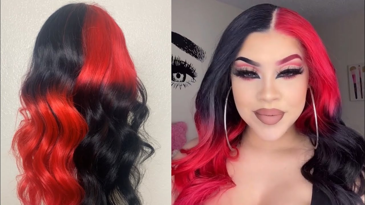 How to dye a wig | split red & black ombré wig