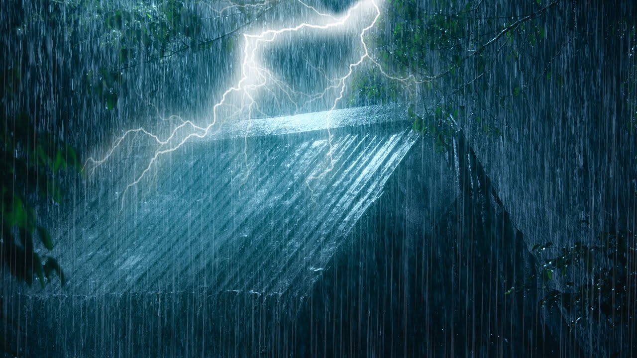 ⚡Intense Thunderstorm at Night | Heavy Rain on Metal Roof & Very Strong Thunder Sounds | White Noise