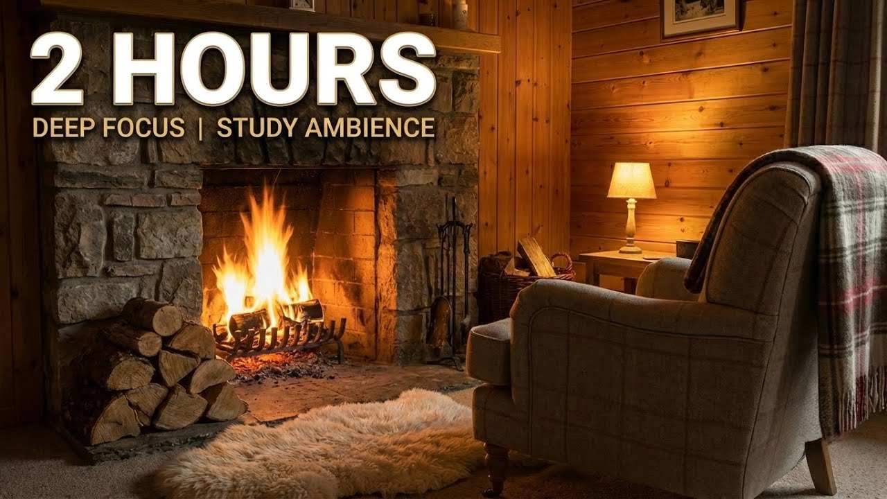 2 Hour Silent Fireplace Ambience 🪵 Cozy Cabin (No Music) 4K | مؤقت ساعتان أجواء الموقد
