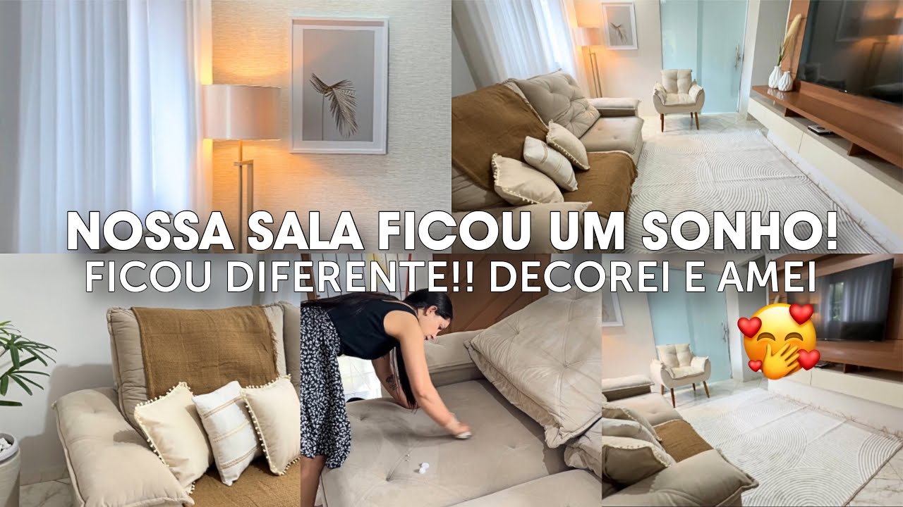 MUDEI TUDO✨NOSSA SALA FICOU UM SONHO! FAXINA CAPRICHADA, DECORAÇÃO NOVA E CHIQUE 😍