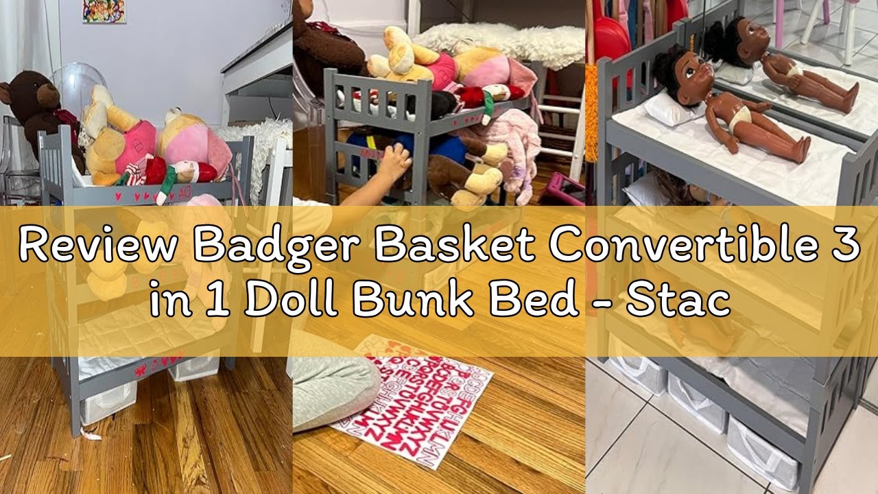 Review Badger Basket Convertible 3 in 1 Doll Bunk Bed - Stackable Triple Bed with with Bedding, Stor