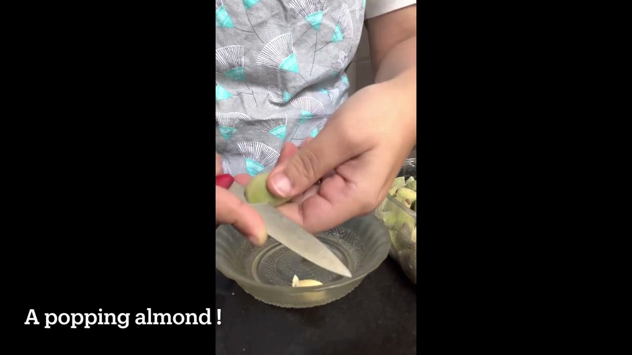 How to peel fresh green almonds. These are healthy and softer than the dried ones. #almond #asmr