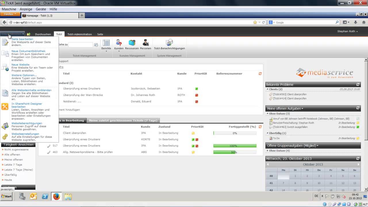 TickX für SharePoint - Tutorial Nr.1  - (Das Dashboard)