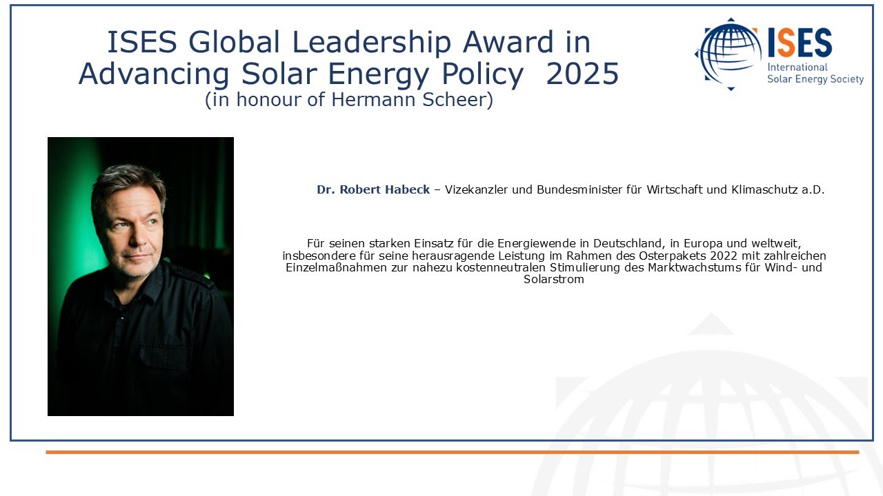 Dr. Robert Habeck on winning the ISES Global Leadership Award 2025 (German Version)
