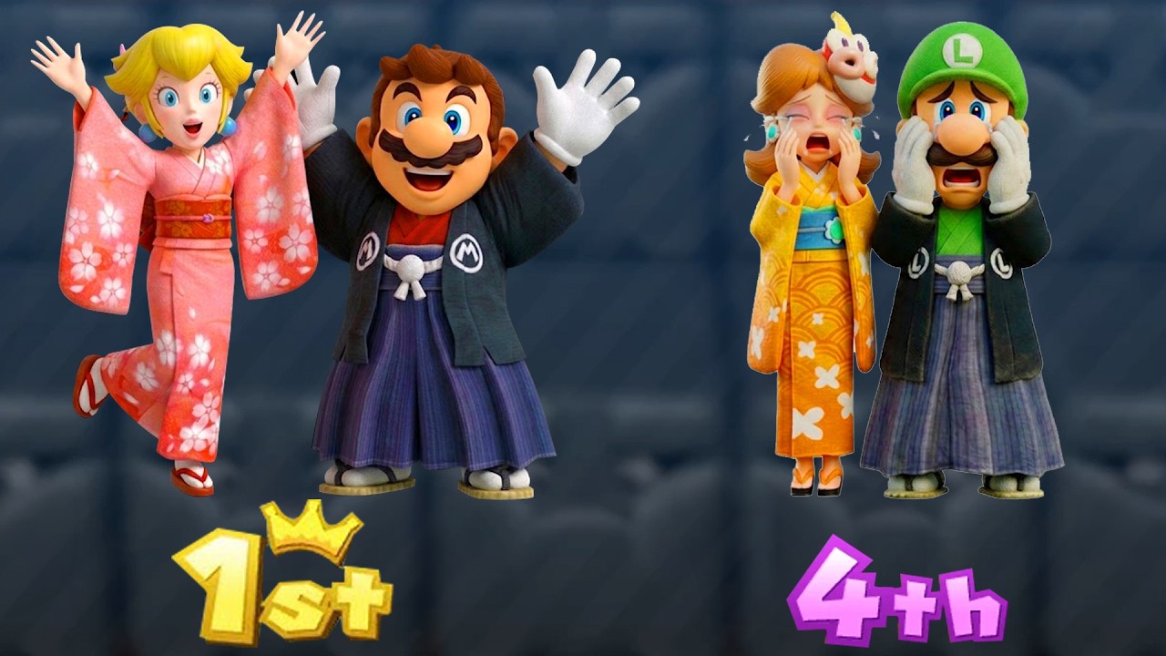 【マリオパーティ10】華やかな着物ステージ！ピーチ VS マリオ VS デイジー VS ルイージの大接戦 4K UHD (2160P)