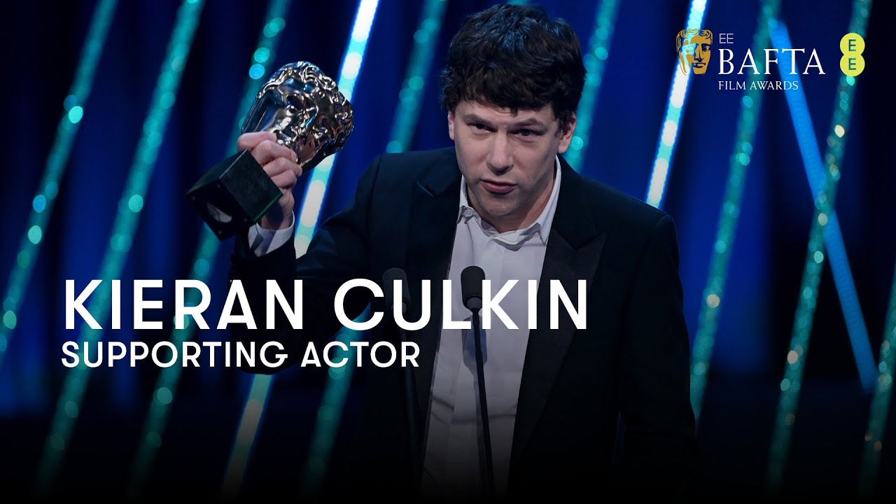 Jesse Eisenberg's hilarious speech for Kieran Culkin's Supporting Actor win | BAFTA Film Awards