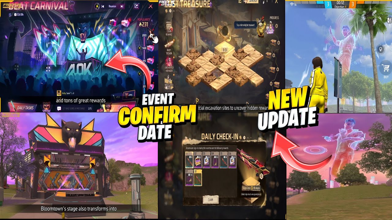 Holi + Ramadan Free Rewards?! 🤯🥳 Beat Carnival Calendar & Lost Treasure Event Free Fire