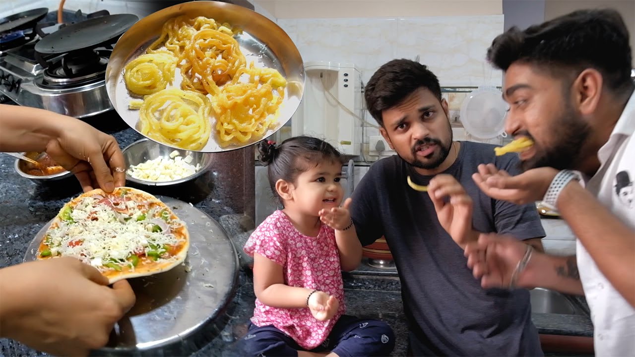 Ghar pe pizza bane aur Jalebli Challenge kiya !
