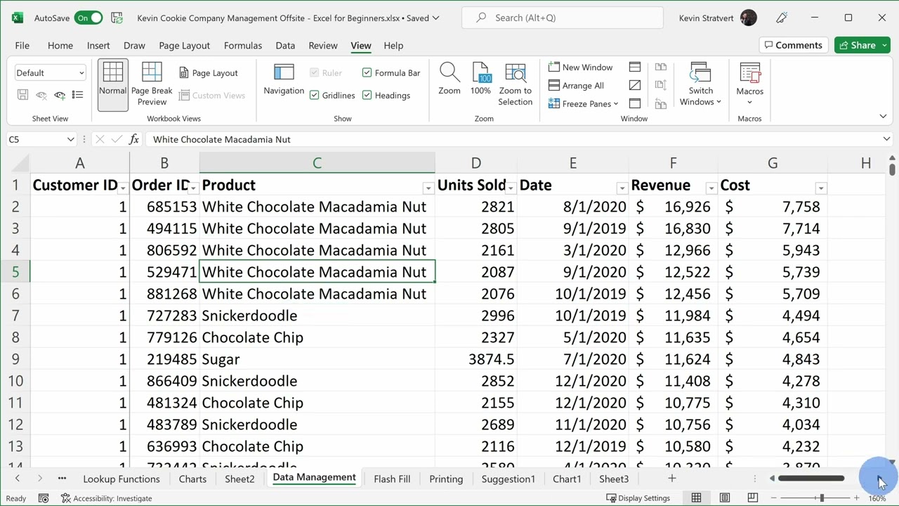11-1. Adjust worksheet views: Freeze panes