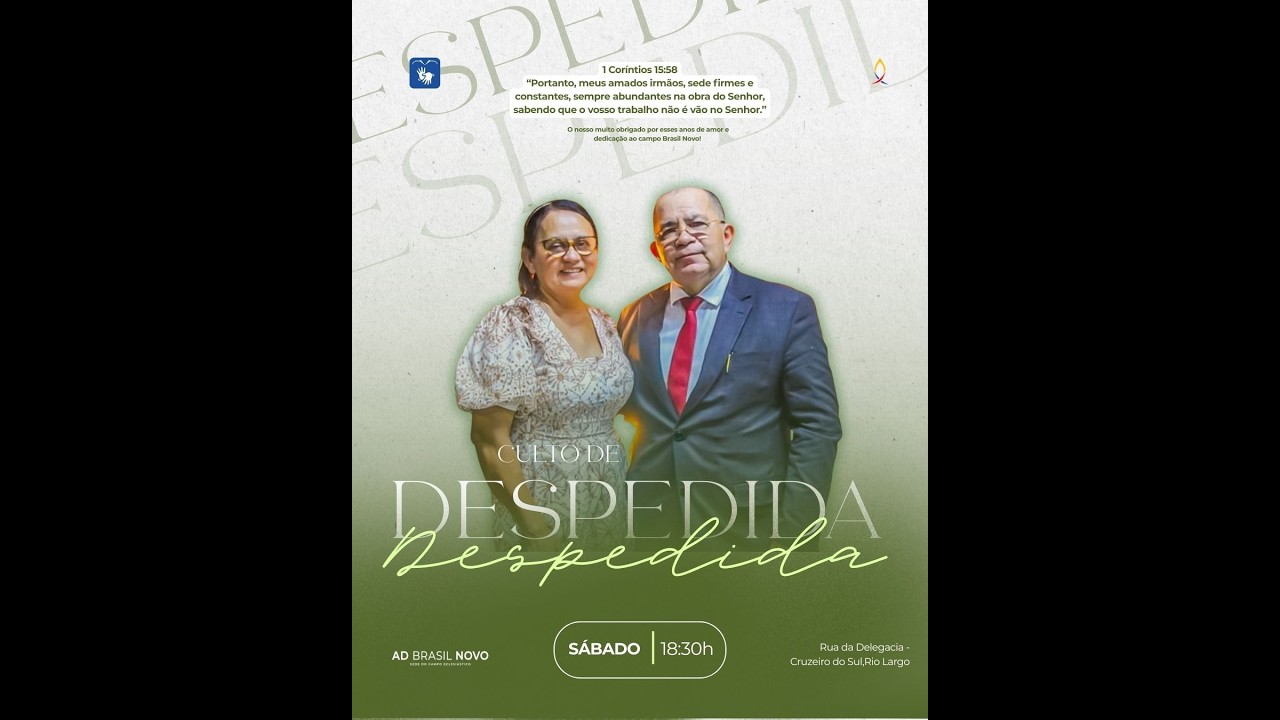 CULTO DE DESPEDIDA PR.JOSÉ CARLOS VICENTE 28/02/26 ACESSÍVEL EM LIBRAS