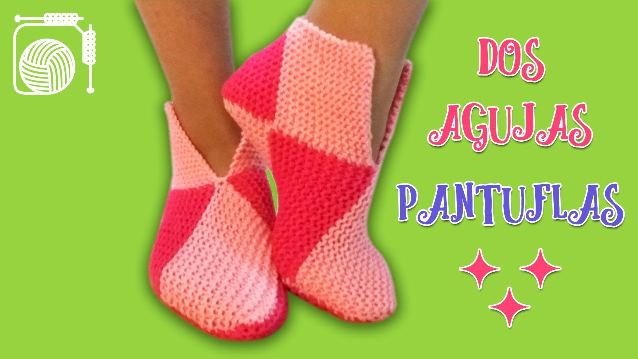 Pantuflas en dos agujas 😄 💝