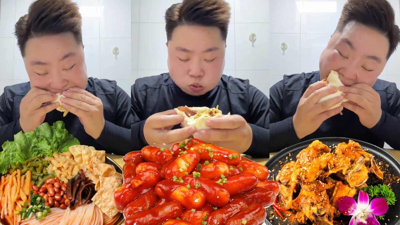 自制中式汉堡，鸡蛋饼+三文鱼🍣+韩式炸鸡+爆汁辣素鸡，压缩在一起吃太爽了【金灿灿】