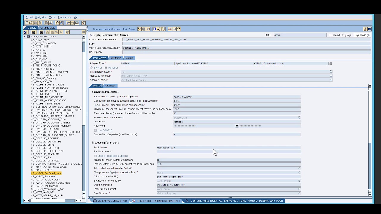 Sending SAP master data to a Kafka broker using Advantco's Kafka Adapter for SAP PO