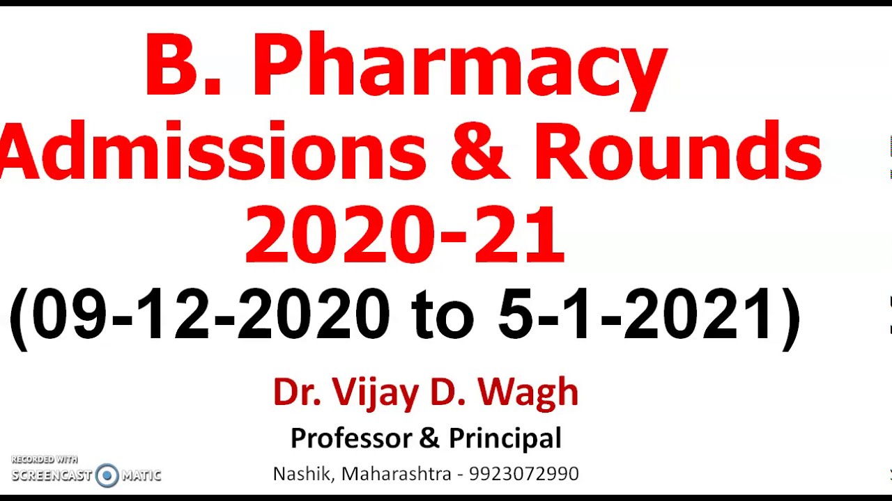 # B. Pharm Admission Process 2020-21 complete guidance of schedule and round I, II, Govt, Mgmt seat