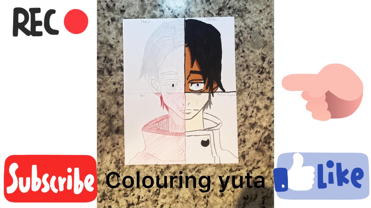 Colouring yuta with pencil,markers,pen,and pencil crayons with fun🤩