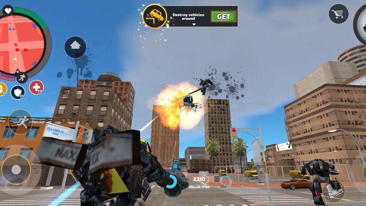 Car Robot Fighting Police & Army | Dangerous Robot Battle Gameplay  #ropeherovicetowngame 