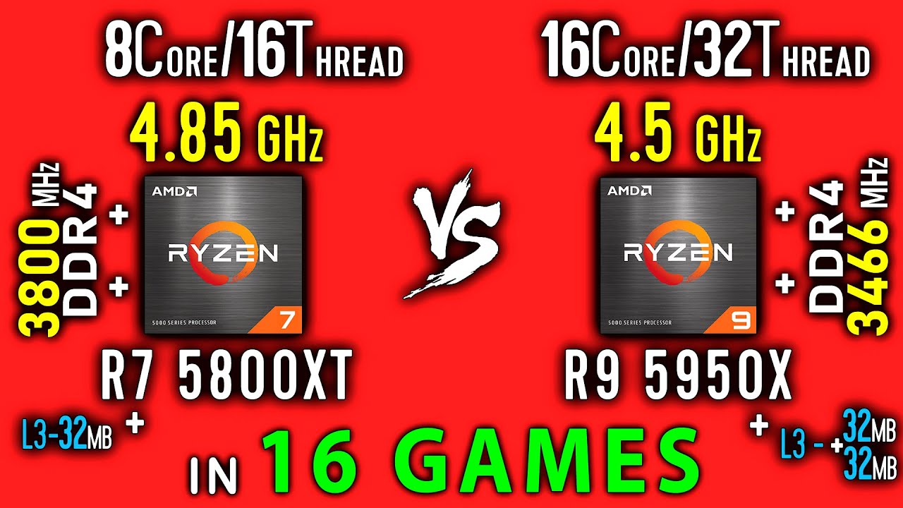 Ryzen 7 5800XT vs Ryzen 9 5950X Test in 16 Games or R9 5950X vs R7 5800XT
