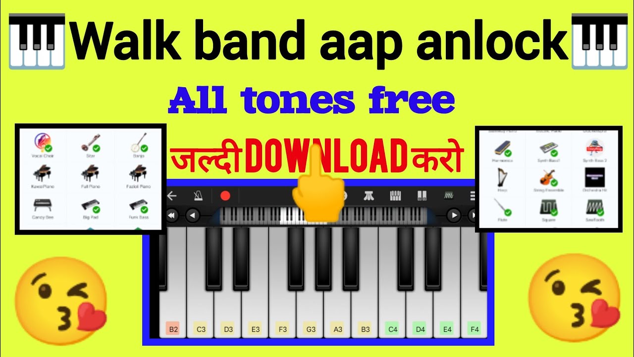 Walk band Unlock All VIP Tones On sabse- Best Piano App For Android phone 100% working