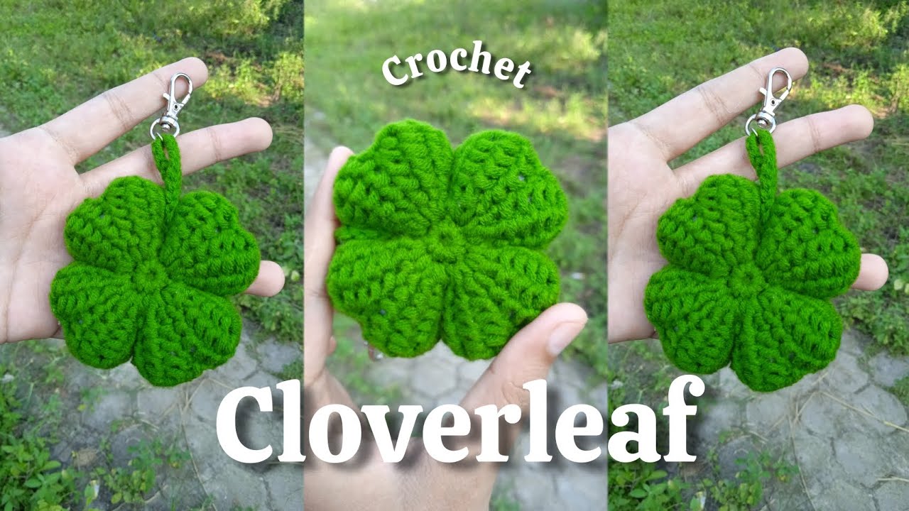 How to Crochet Clover Leaf Keychain ☘️| Gantungan Kunci Rajut Daun Semanggi 🍀