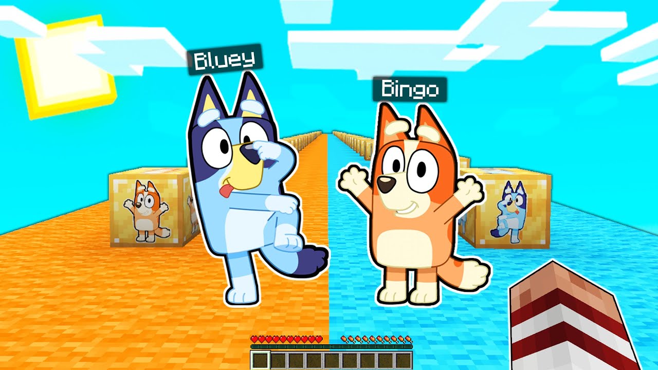 LUCKY BLOCKS de BLUEY vs BINGO en MINECRAFT