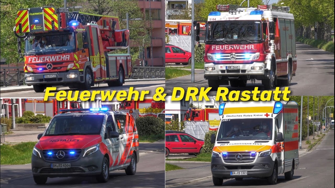 [PRIVATER RAUCHMELDER] Einsatzfahrten Freiwillige Feuerwehr Rastatt + DRK | RTW+NEF+LF+DLAK