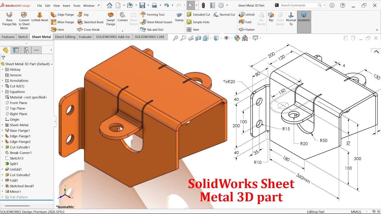 Упражнение по 3D-моделированию листового металла в SolidWorks