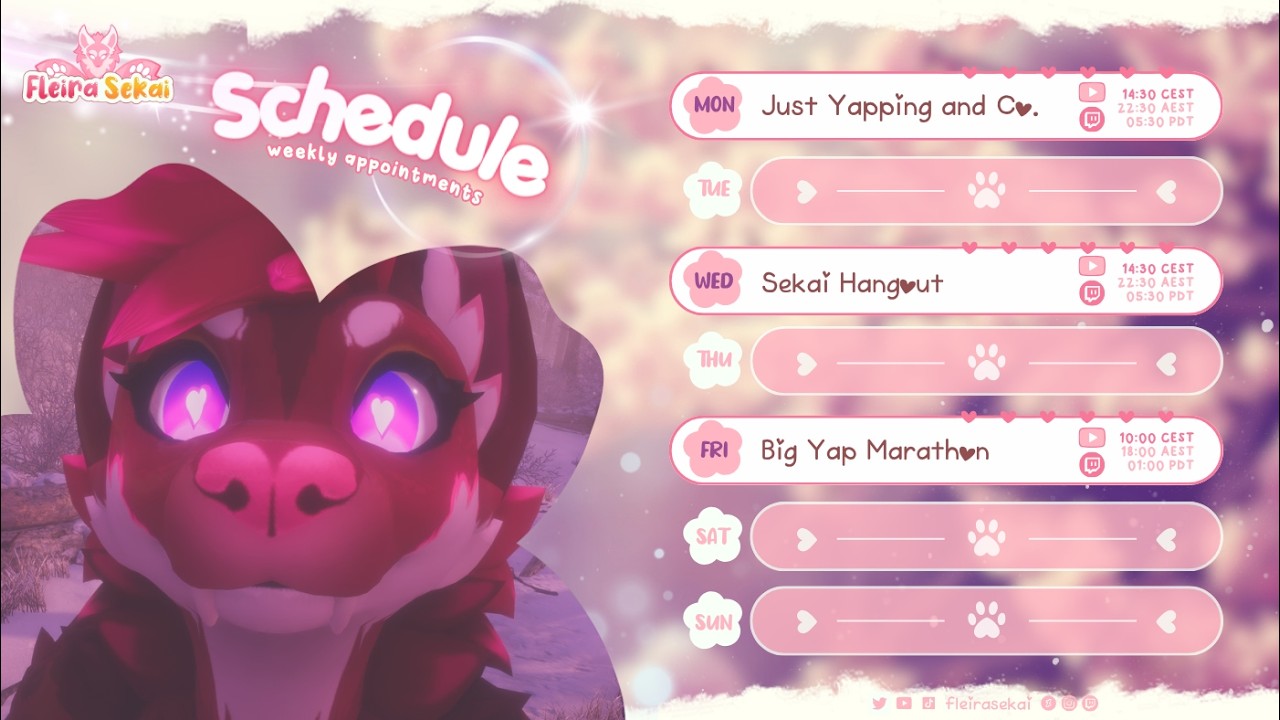 Streams Weekly Time Schedule | Free Chat 🌸✦ Furry ENVtuber @Fleira
