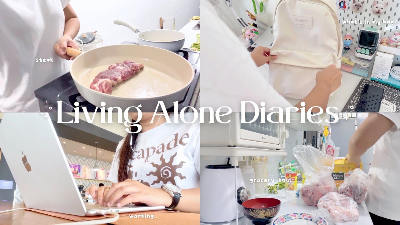 Living Alone Diaries 👩🏻‍💻 productive days in my life, morning routine, what I eat, grocery haul 🍞