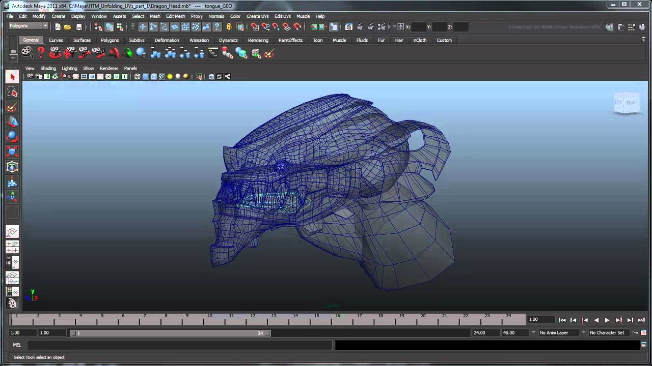 Unfolding a UV Mesh (Maya 2011) - Part 1