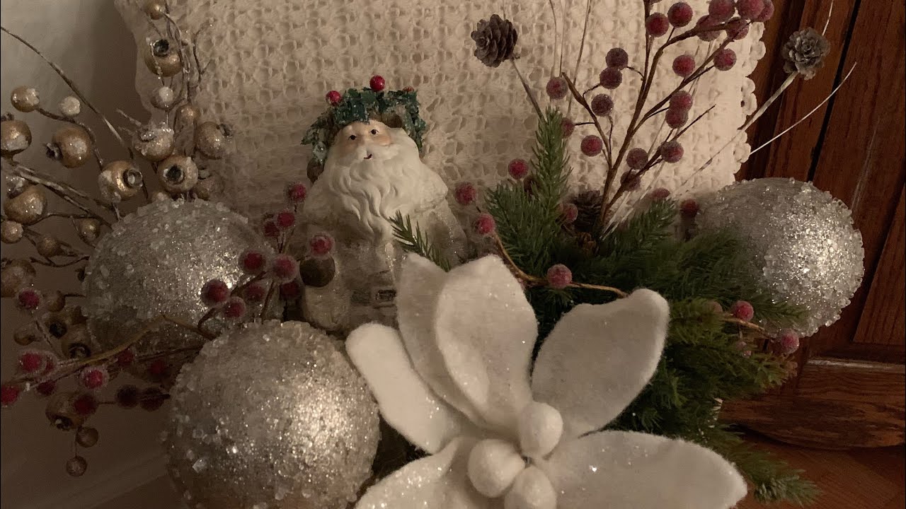 Christmas decorating using an antique crock