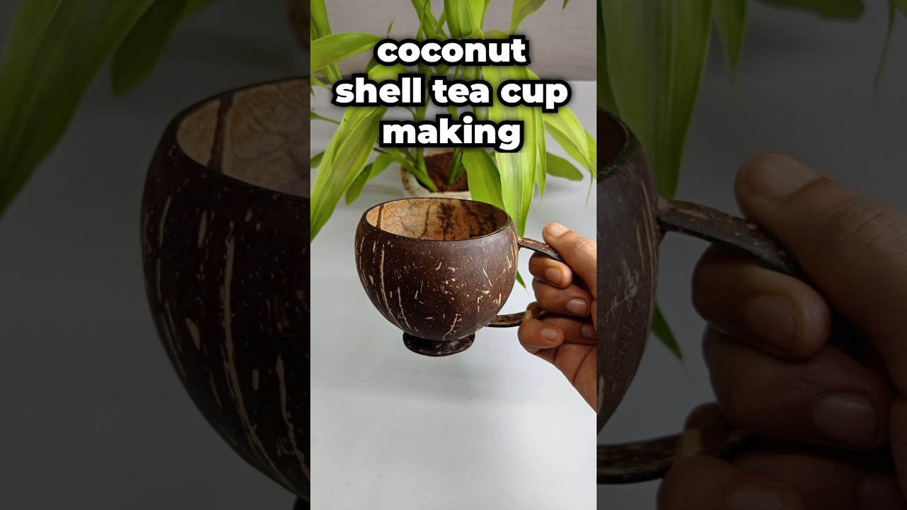 coconut shell tea cup making || #diy #shortsfeed  #bestoutofwaste #shortvideo #viralshort