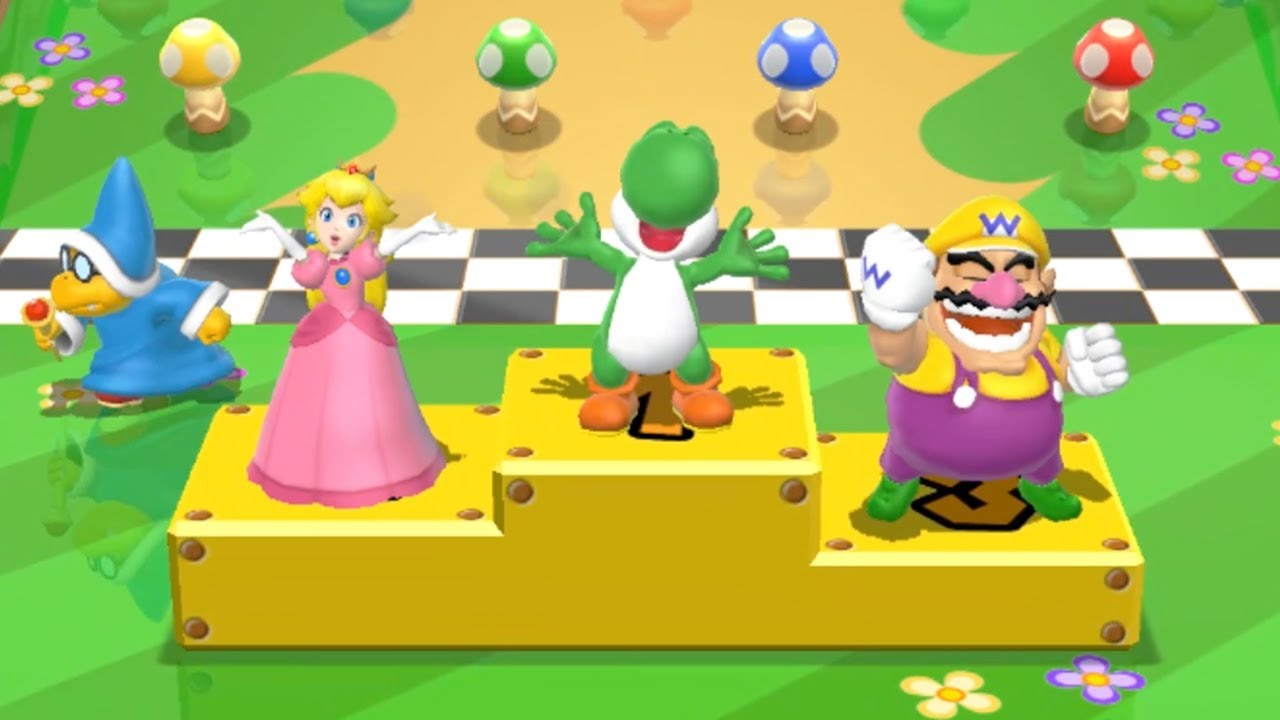 Mario Party 9 Minigames #21 - Yoshi vs Peach vs Magikoopa vs Wario (Very Hard)