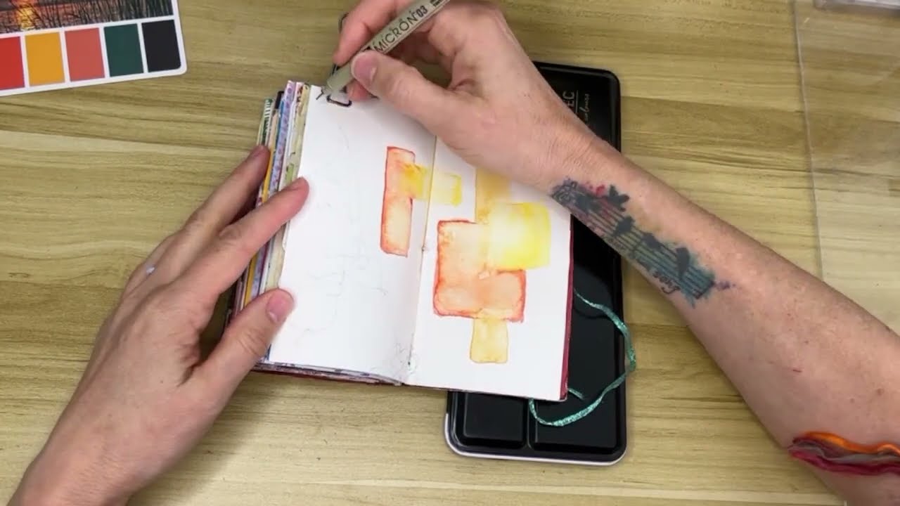 Art journal spread 17 - Faces and flowers