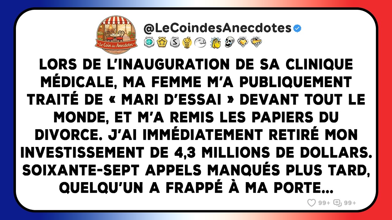 Lors de l’inauguration de sa clinique médicale, ma femme m’a publiquement traité de « mari...