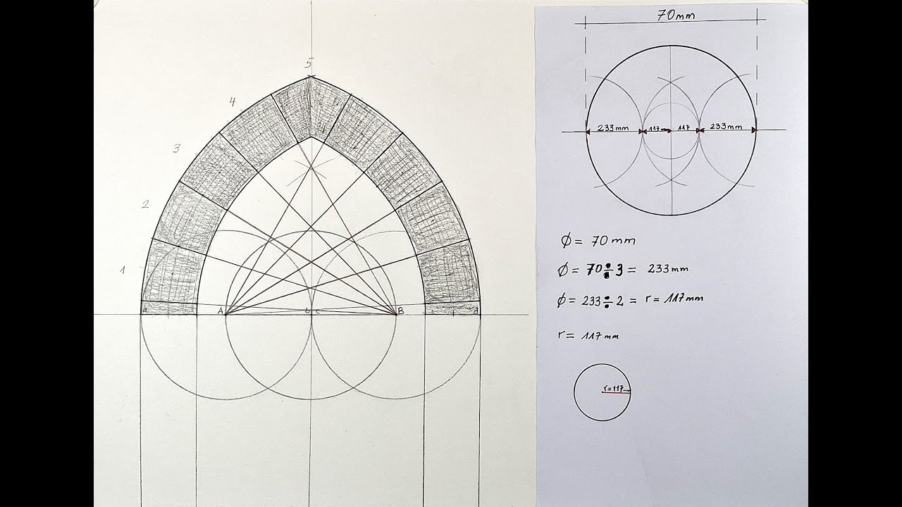 Como Dividir un Arco Lancetado Ojival en partes iguales
