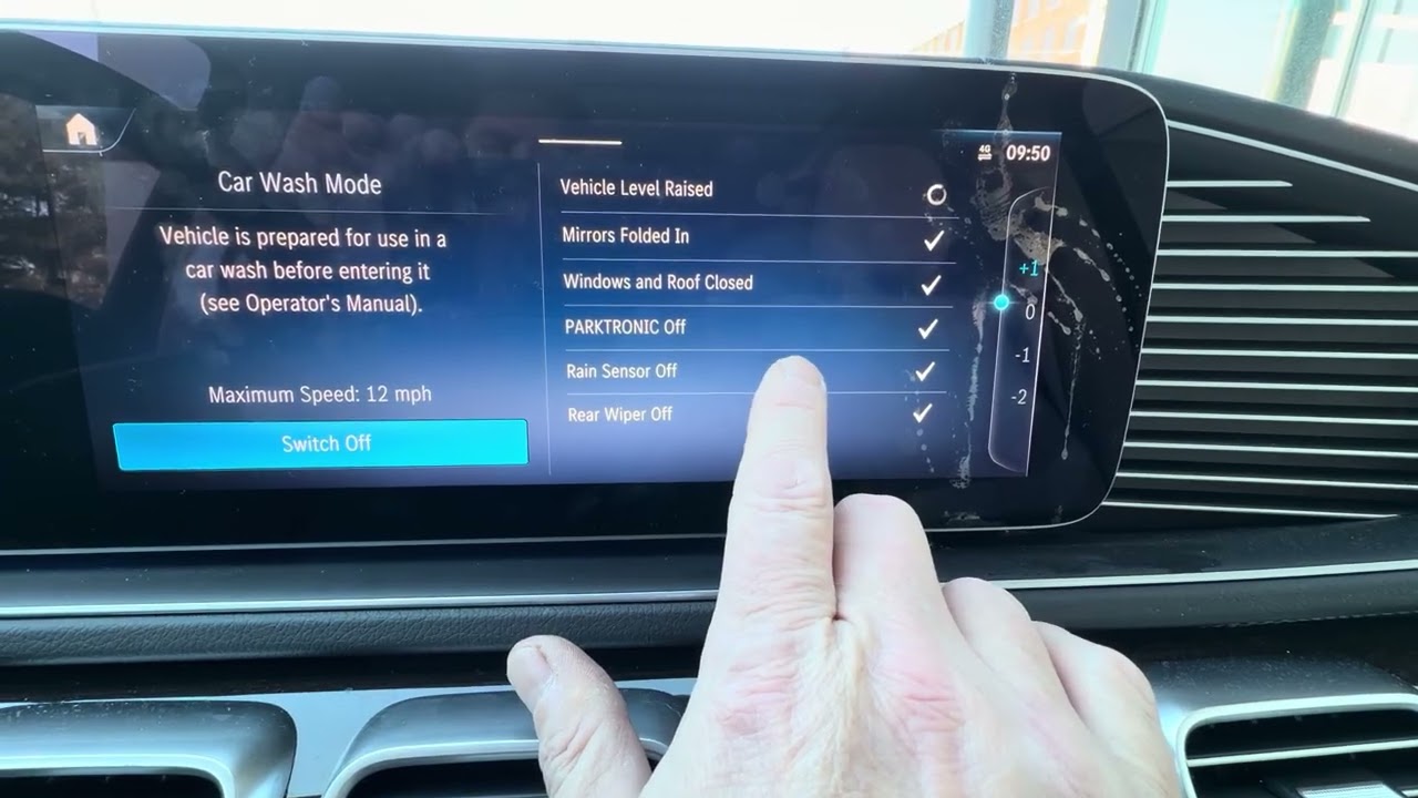 How to turn on car wash mode on a Mercedes-Benz