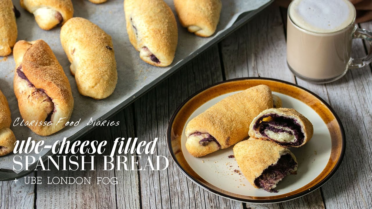 Ube-Cheese Filled Spanish Bread with Ube London Fog