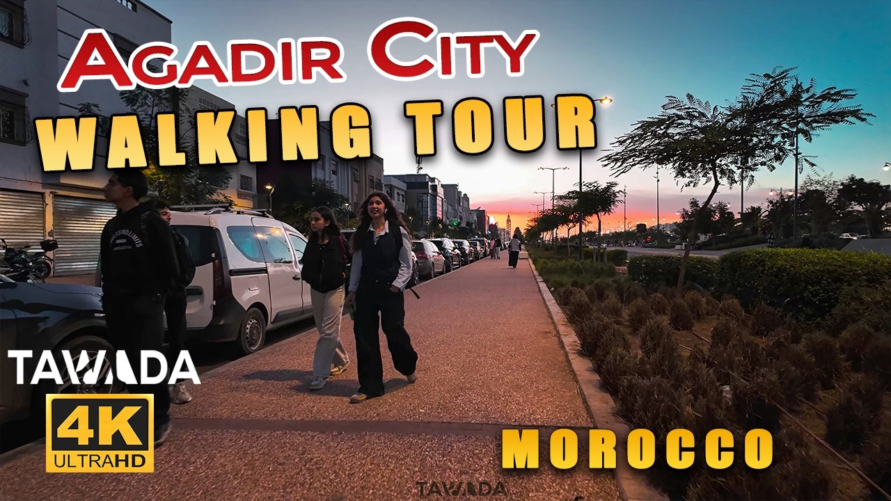 Agadir city evening walking tour 2026- Morocco 4K UHD
